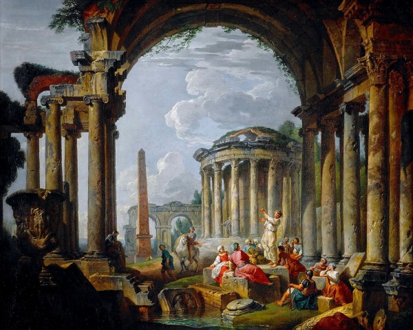 Preaching to the crowds by Giovanni Paolo Panini